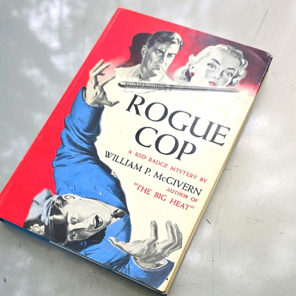 1950s Rogue Cop Book - Mystery Pulp Fiction Bound Blue Hard Cover Cover ART